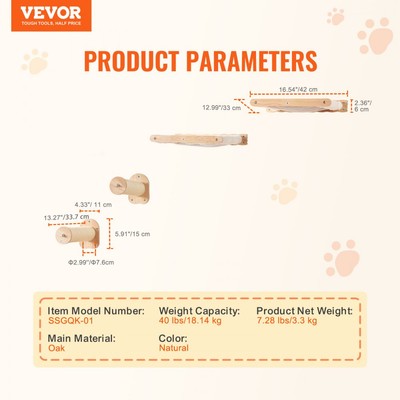 Wall Mounted Cat Shelves with Jumping Posts and Hammocks for Large Cats