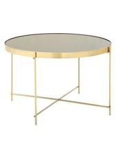 Tavolino Laterale Allure Bronzo Spazzolato/Nero Specchio Rotondo Grande