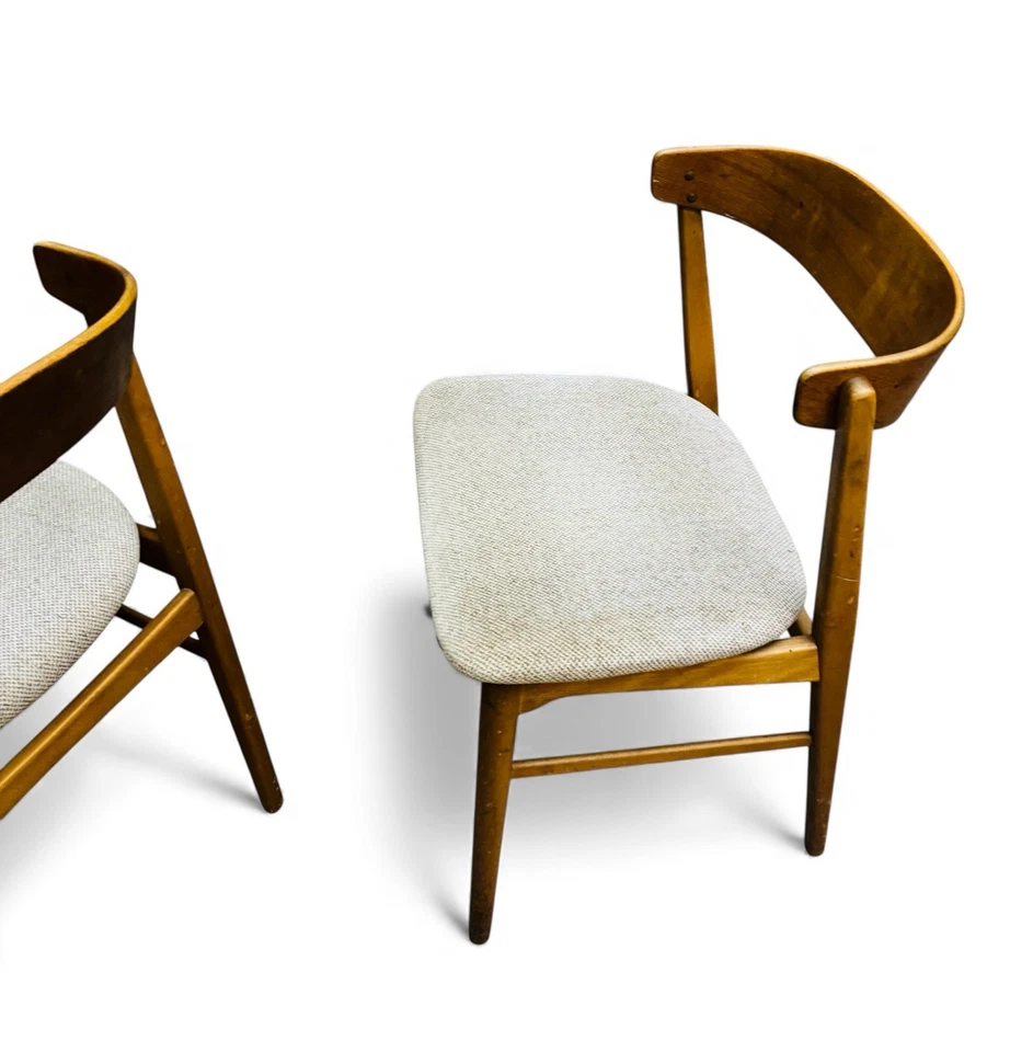 PAIR OF HELGE SIBAST GLAZED TEAK DINING CHAIRS DANISH MID CENTURY RETRO C1960s - Image 3 of 4