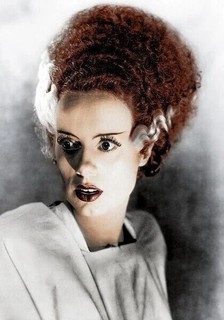 Bride of Frankenstein 1935 ELSA LANCHESTER ink Signed white card & PC pic RARE