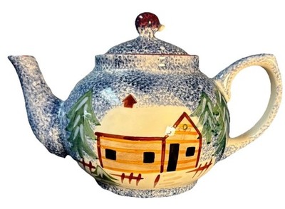 COOK'S BAZAAR MOUNTAIN LODGE TEA POT HOLIDAY WINTER SNOW CABIN