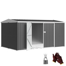 Outsunny Outdoor Garden Storage Shed Steel Tool Storage Box for Backyard Grey
