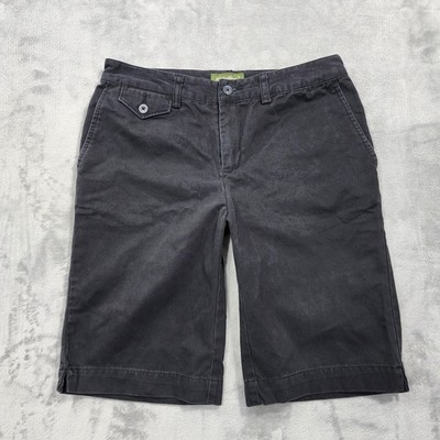 Eddie Bauer Shorts Womens 4 Black Bermuda Twill Flat Front 100% Cotton Casual