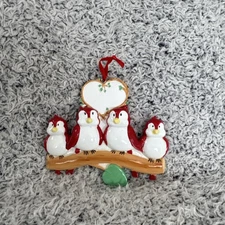 BIRDS ON BRANCH Family o 4 Personalized Christmas Ornament