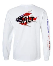 Salt Addiction Patriotic Flag Logo T Shirt Fishing Long Sleeve  Cotton
