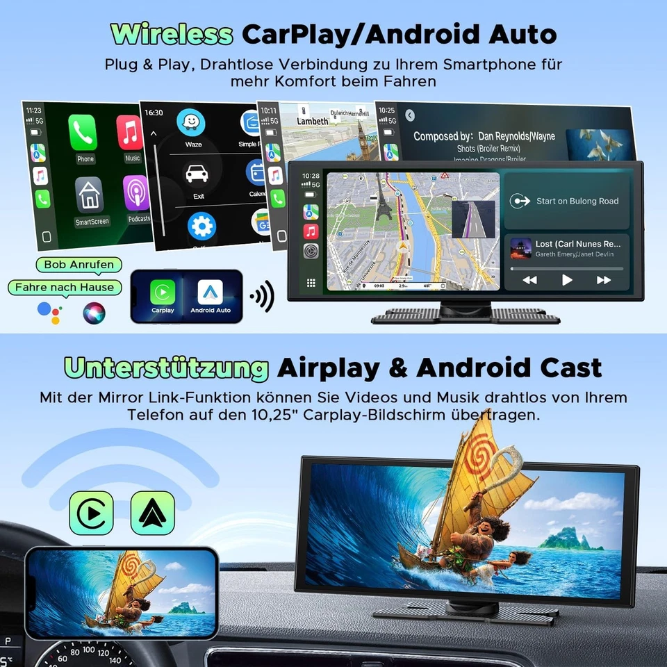 Lamtto 10,25"zoll Wireless Apple CarPlay & Android Auto MIT 2.5K Dashcam 64GB - Bild 3 von 4