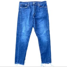 Levi  s Wedgie Skinny Jeans High Rise Blue Raw Hem Button Fly Women's Size 32