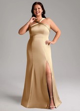 Azazie Rue Mermaid Pleated Stretch Satin Dress Brand New NO IMPORT FEES