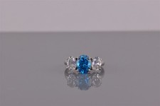 Sterling Silver Blue White Oval Cubic Zirconia Accented Band Ring 925 Sz: 7