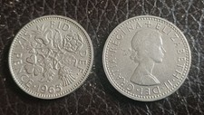 Pair of old sixpences, 2 × 6d, both from 1965, Queen Elizabeth II, good...