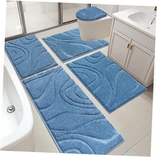 HEBE Bathroom Rugs Sets 5 Piece, Soft Absorbent Microfiber Bath Mat for