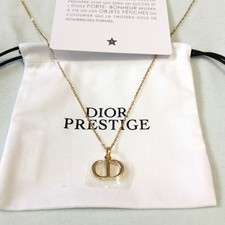 Dior CD Logo Charm Necklace Novelty Pendant Chain Included Authentic