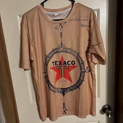 TEXACO Oil and Gasoline Size L Large Men's Logo All Over T-Shirt Unique Unisex