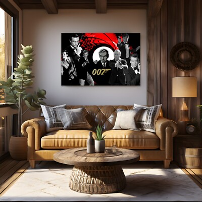 James Bond 007 Commemorative Movie Framed Canvas Wall Art Print