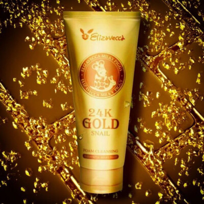 Elizavecca 24K Gold Snail Cleansing Foam 180ml, Korean Cosmetic, Kbeauty, sample