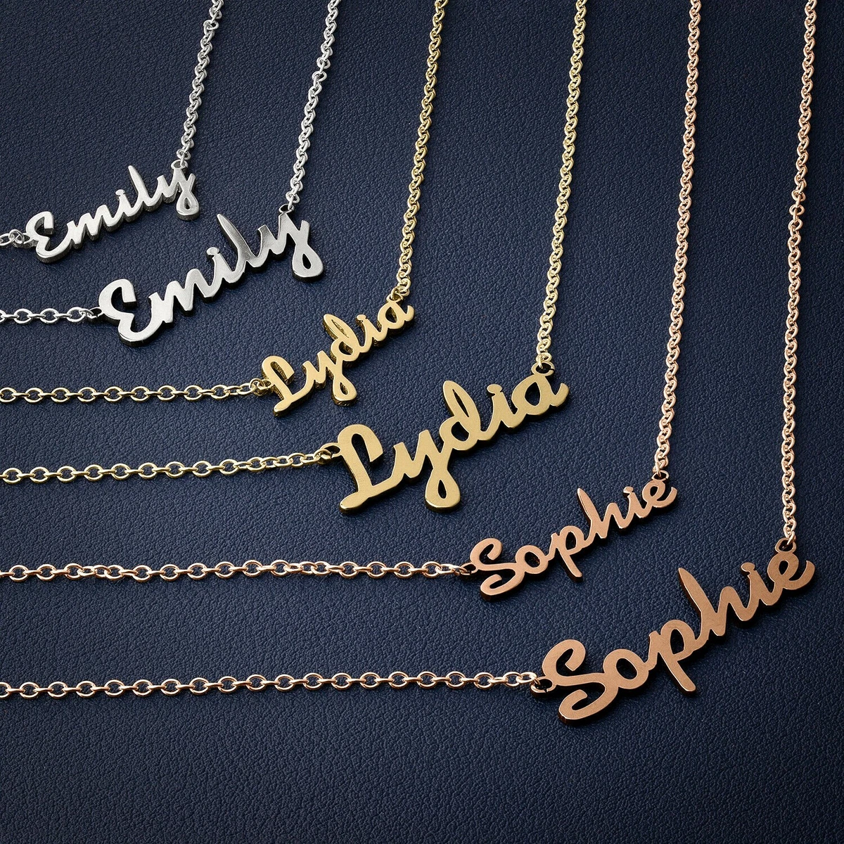 Rose gold diamond name necklace outlet