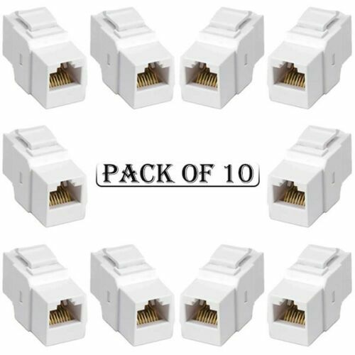 Cat5e Wall Jack 10x Cat5e RJ45 Ethernet Wall Outlet Modules - Slim 25x50mm Gigabit Data Jack White Rj45 Connector