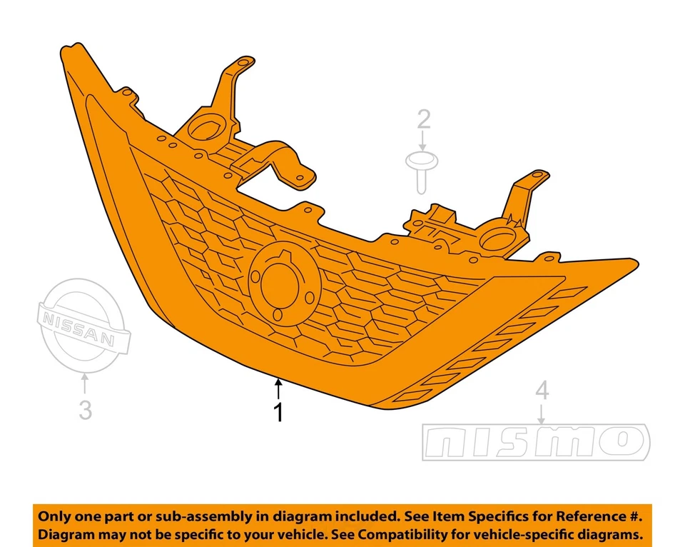 Used Upper Grille fits: 2017 Nissan Sentra bumper mounted upper Upper Grade A Foto 3 de 4