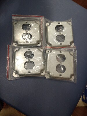 Lot of 9 Topaz C3451 4'' Square Cover 1 Duplex Recptacle. New