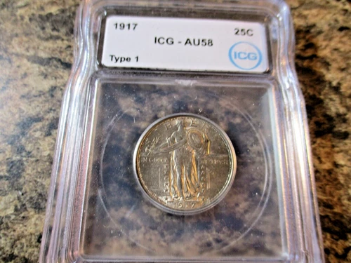 1917 STANDING LIBERTY QUARTER TYPE 1 ICG AU58     3201
