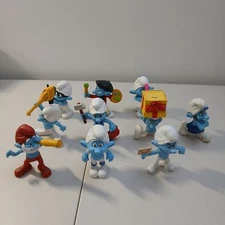 McDonalds Happy Meal Blue Smurf 3" Tall Plastic Toys Set of 10 Figures Figurines