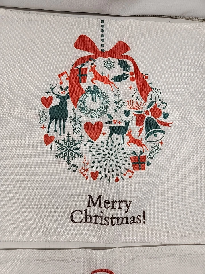 4pcs Christmas Throw Pillow Cover Pillowcase Cushion Case Decor 17"X17" - Image 3 of 4
