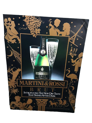 1989 Martini & Rossi Brut New Dry Taste Shines After Dark Original Print Ad