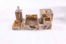 Natural Agate Bathroom Vanity Set / Agate Accessories Set of 5 Home Office Decor