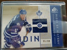 2002-03 SP Game Used Piece of History Gold/99 #PH-SU Mats Sundin Hockey Card