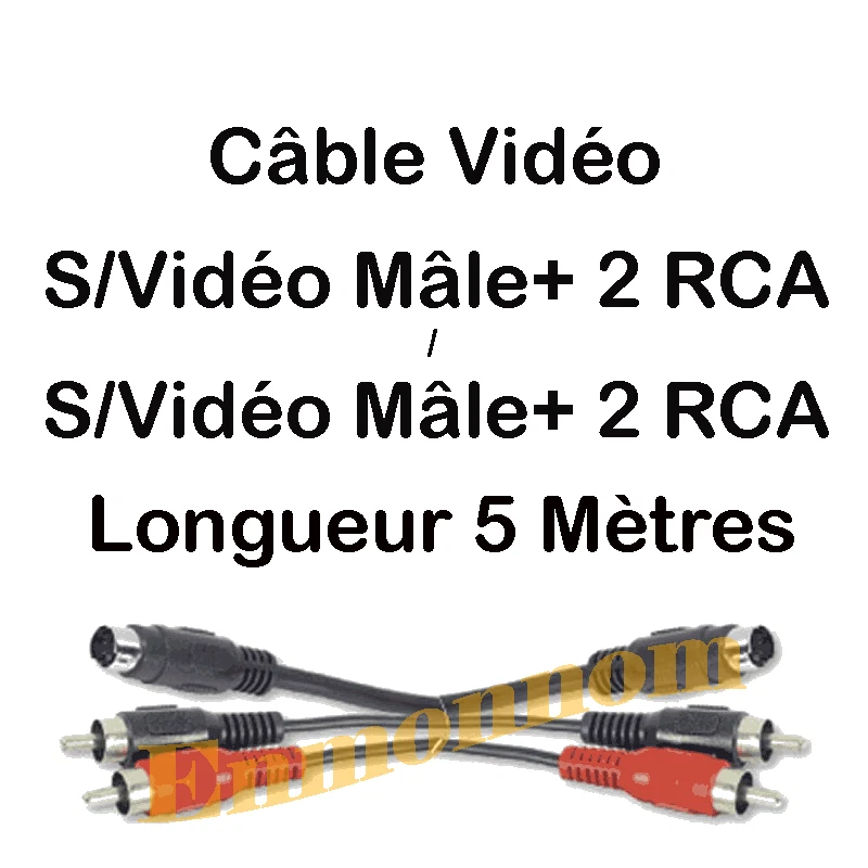 Câble S / Vidéo Mâle 4 Pin + Audio 2 RCA Mâle Mâle Repérées Long 5 Métres - Photo 1/1