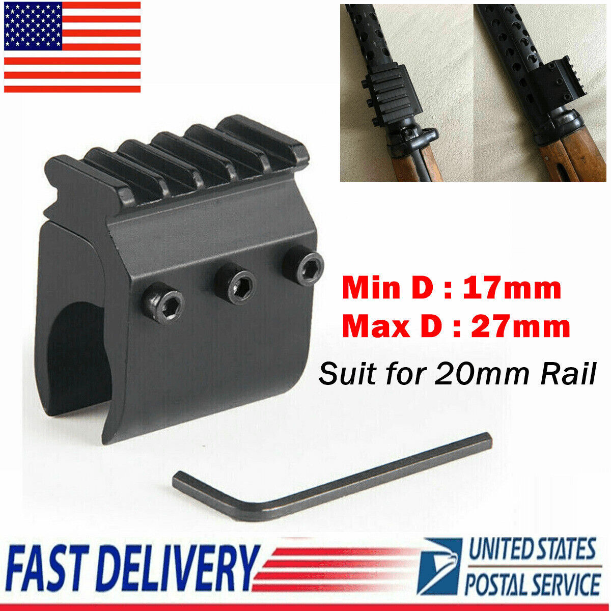 20mm Tactical Weaver to Picatinny Rail Adapter for Barrel Scope Mount
