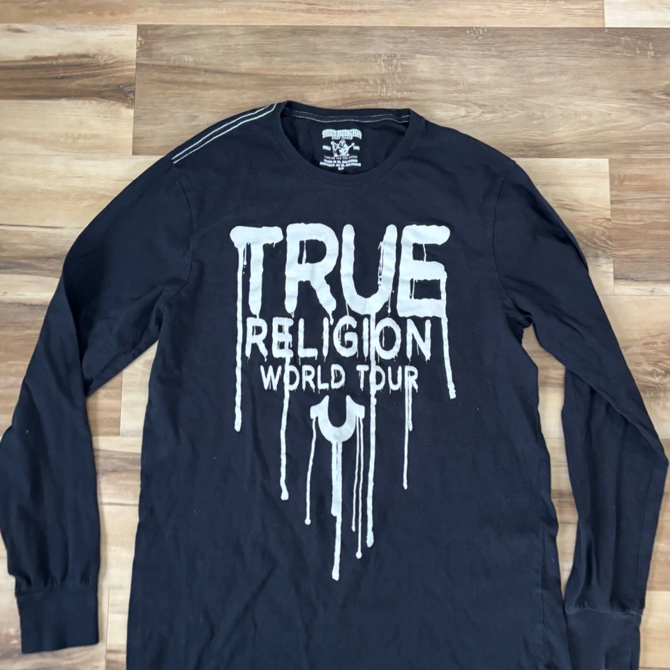 Camisa masculina manga longa True Religion pequena turnê mundial goteja - Imagem 3 de 4