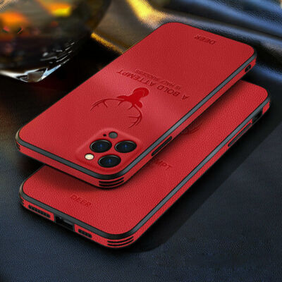 For iPhone 15 Pro Max 14 13 12 Pro XR 7 8 Plus Case Leather Silicone Back Cover