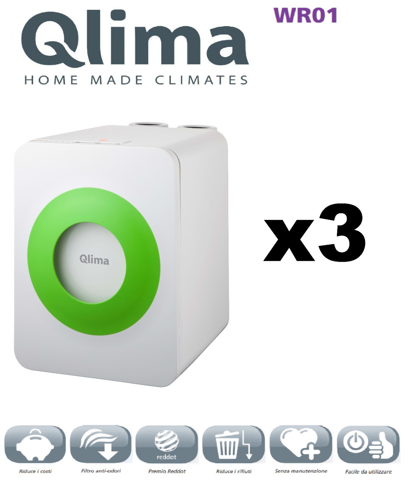 3 DISIDRATATORI ELETTRICI DI RIFIUTI QLIMA WR01 BIO STATION