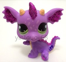  2660 LPS Pet Purple  Pink Sparkle Glitter Dragon with Green Eyes