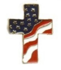USA American Flag Cross Religious Lapel Pin, 4th of July Gift, Made in USA, NEW