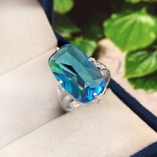 Blue Quartz Gemstone Silver Plated Ring Jewelry All Size