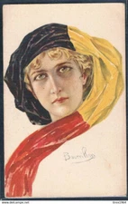 M189 ART DECO a/s BOURRILLON PATRIOTIC GERMAN FLAG SCARF LADY WOMAN