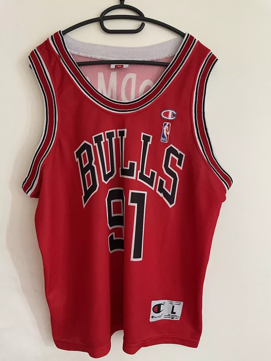 #91 DENNIS RODMAN CHICAGO BULLS SHIRT VINTAGE CHAMPION JERSEY SIZE M