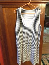 Women's Summer Shein B/W Striped Jersey Knit Dress w/Faux Camo,Front Tie,Sz.XL