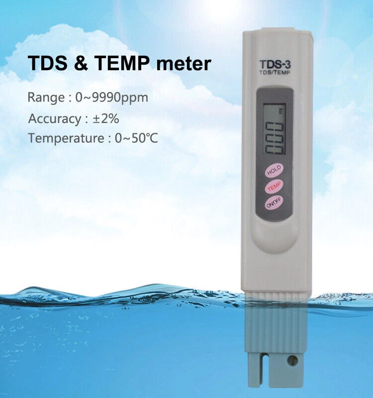 Handheld Water Quality Hardness Purity Digital LCD Meter 0-9990 PPM TDS TDS-3 - Image 2 of 4