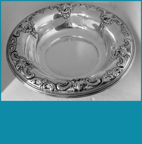 10 3/4” sterling  silver BOWL in GRANDE BAROQUE  pattern by WALLACE 444grams