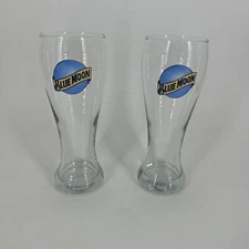 Blue Moon 16 oz Pilsner Beer Glass - Set of Two (2) Glasses.