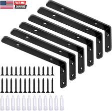 6PCS L Bracket, L 5"×H 2" Shelf Support Bracket, Max Load :42Lb, Black