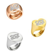 Anello LIU JO Luxury DESTINI Ottone Regolabile da 10 a 16 Gold Dorato Rosè Cuore