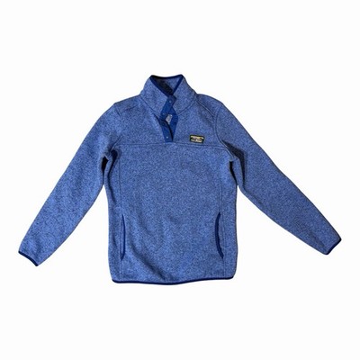 LL Bean Women s 1/4 Snap Sweater Fleece Pullover Pockets  Blue EX Reg EUC