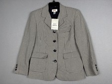 Vintage Talbots Blazer Womens 6 Petite Black Houndstooth Wool Tweed Lined USA