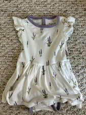 Kyte Baby 3-6 Months Twirl Bodysuit Floral Lavender Dress Snap Closure Bamboo