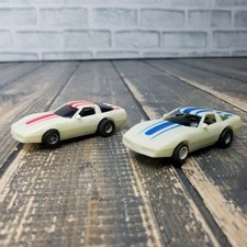 2 TYCO 6234 '83 Nite Glow Corvette HO Slot Cars Glow In The Dark