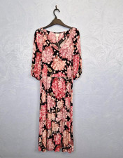 H&M Midi Dress Size Small Oversized Smock Floral Hydrangea Black Bloggers Fave